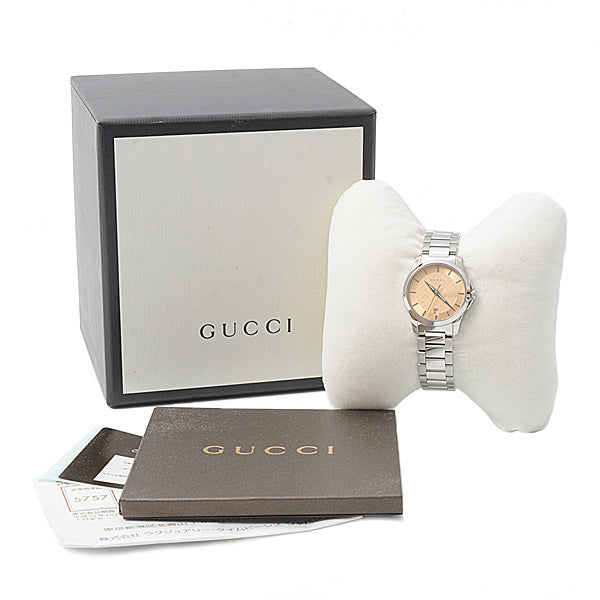 Gucci G-Timeless Quartz Ladies Watch Salmon Pink Dial YA126540 in Pristine Condition