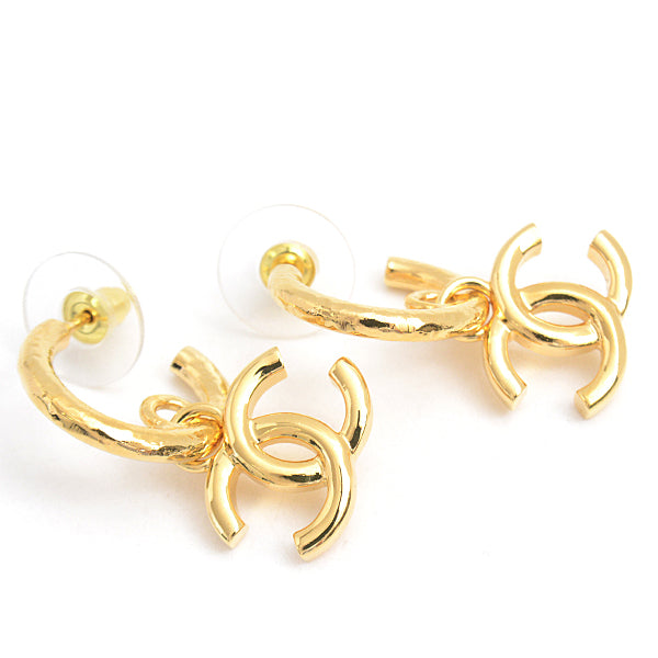 Chanel Coco Mark Hoop Earrings Gold