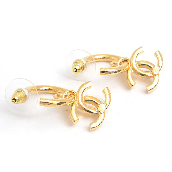 Chanel Coco Mark Hoop Earrings Gold