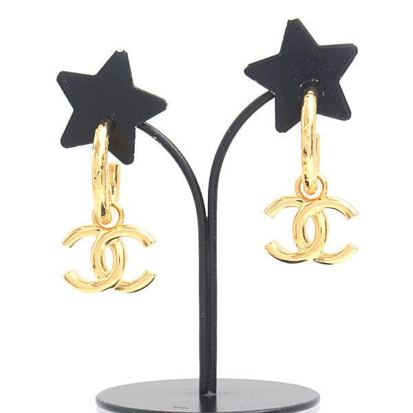 Chanel Coco Mark Hoop Earrings Gold