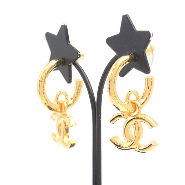 Chanel Coco Mark Hoop Earrings Gold