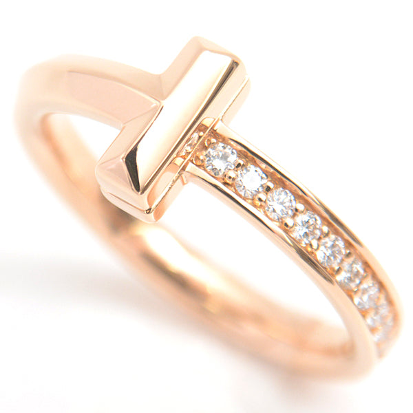 Tiffany & Co T One Narrow Diamond Ring 750PG Pink Gold in Great Condition