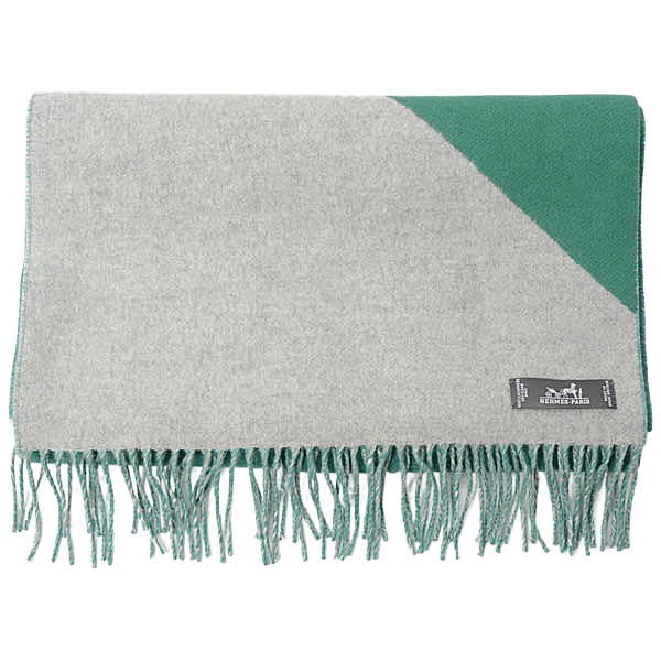 Hermes Cashmere Scarf Gray Green