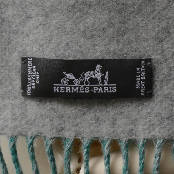 Hermes Cashmere Scarf Gray Green