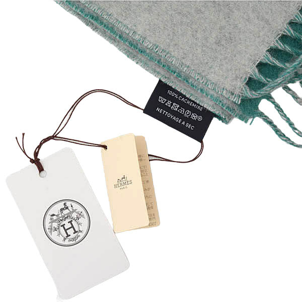 Hermes Cashmere Scarf Gray Green