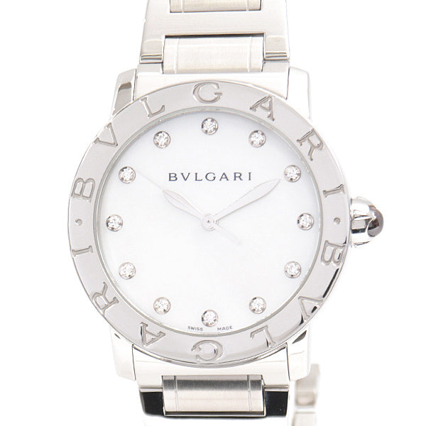 Bvlgari BBL37S Automatic Watch 12P Diamond White Shell Dial Stainless Steel in Great Condition