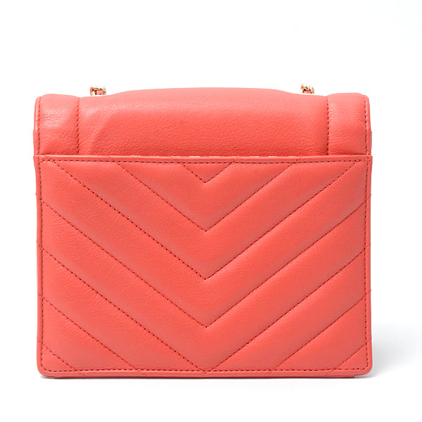 Chanel Chevron Leather Chain Shoulder Bag Red