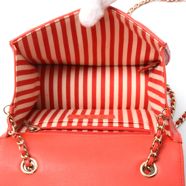 Chanel Chevron Leather Chain Shoulder Bag Red