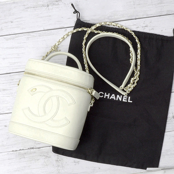 Chanel Vanity Chain Shoulder Bag White