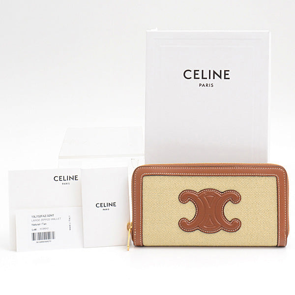 Celine Canvas Leather Triomphe Zip Wallet 10L732FAZ