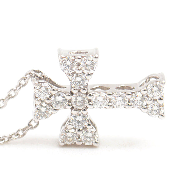 Ponte Vecchio K18WG Diamond Cross Necklace D0.22ct