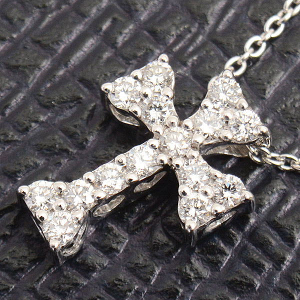 Ponte Vecchio K18WG Diamond Cross Necklace D0.22ct