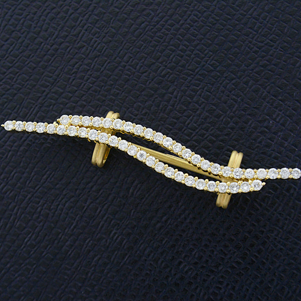 Tasaki Diamond Brooch Wave Design K18 Yellow Gold