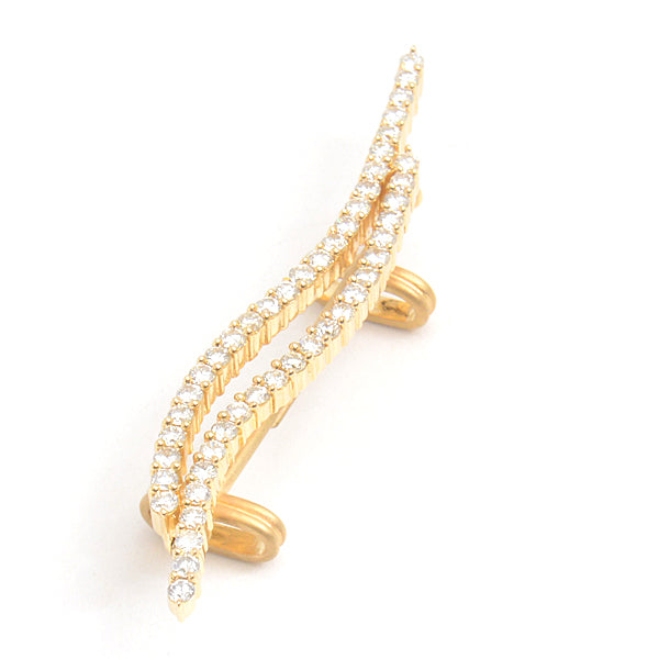 Tasaki Diamond Brooch Wave Design K18 Yellow Gold