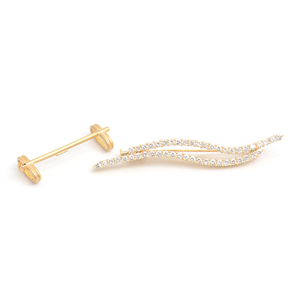 Tasaki Diamond Brooch Wave Design K18 Yellow Gold