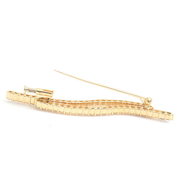 Tasaki Diamond Brooch Wave Design K18 Yellow Gold