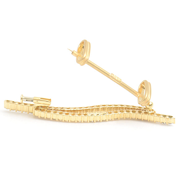 Tasaki Diamond Brooch Wave Design K18 Yellow Gold