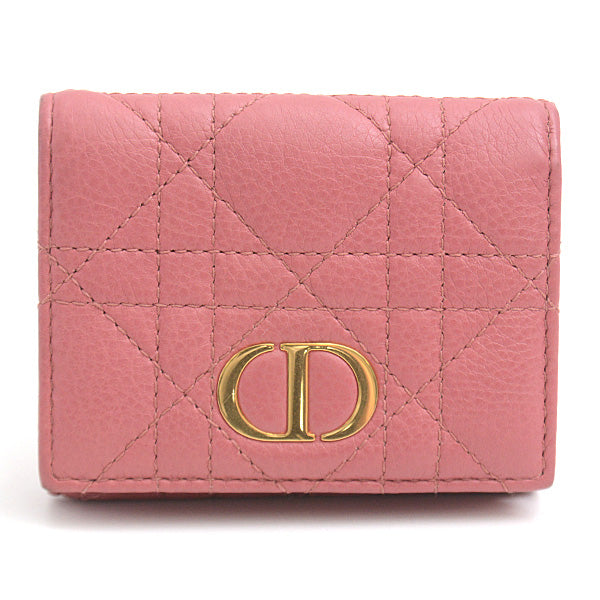 Christian Dior Caro Compact Tri-Fold Wallet Lambskin in Great Condition