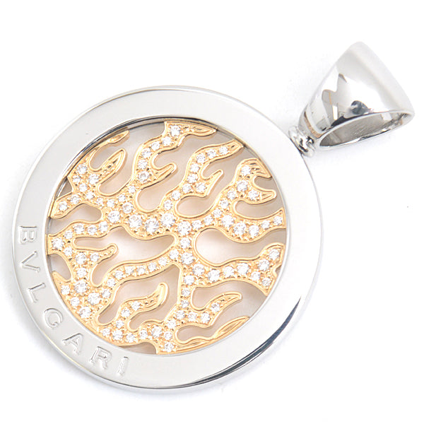 Bvlgari Tondo Fire Pave Diamond Pendant Gold Stainless Steel