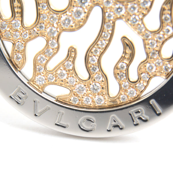 Bvlgari Tondo Fire Pave Diamond Pendant Gold Stainless Steel