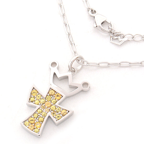 GaGa MILANO Yellow Sapphire Cross Necklace K18WG White Gold