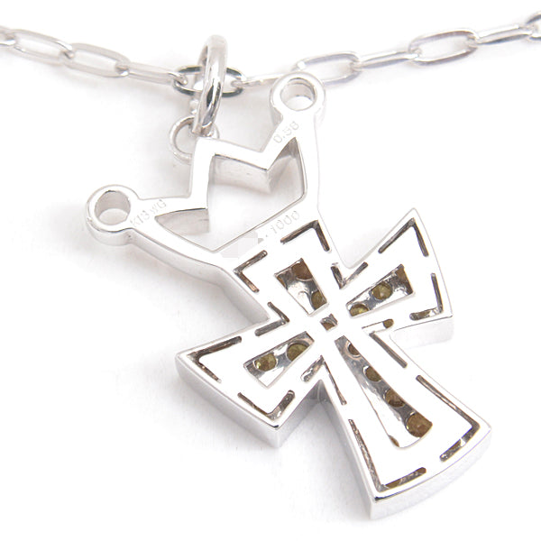 GaGa MILANO Yellow Sapphire Cross Necklace K18WG White Gold