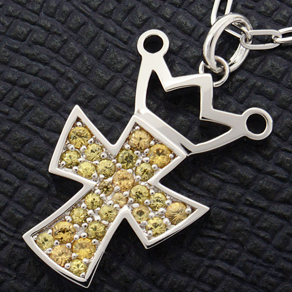 GaGa MILANO Yellow Sapphire Cross Necklace K18WG White Gold