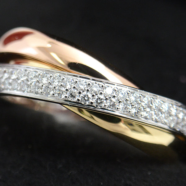 Cartier Trinity Pave Diamond Ring 750YG×WG×PG in Great Condition