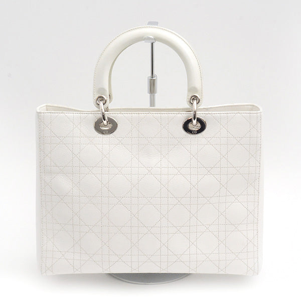 Christian Dior Lady Dior Large Cannage Handbag White in Very Good Condition