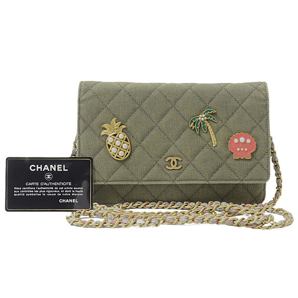 Chanel Canvas Cruise Line Cuba Chain Shoulder Bag