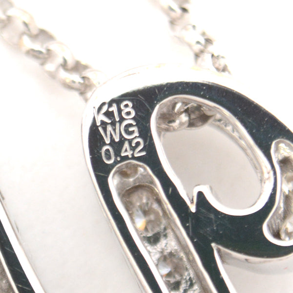 YUKIZAKI K18WG Diamond Initial Y Necklace White Gold in Great Condition