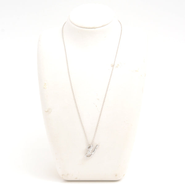 YUKIZAKI K18WG Diamond Initial Y Necklace White Gold in Great Condition