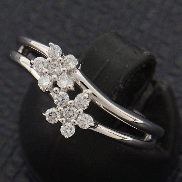 Tasaki Diamond Flower Design Ring 12 K18WG White Gold