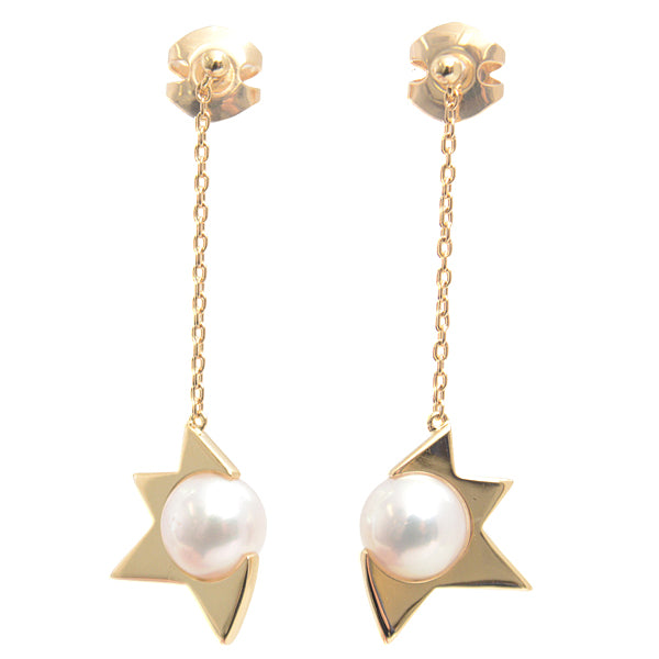 Tasaki Comet Plus Pearl Earrings 750YG Yellow Gold