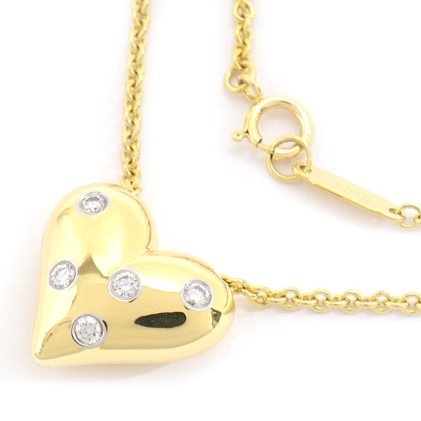 Tiffany & Co Dots Heart 5P Diamond Necklace 750YG×PT950