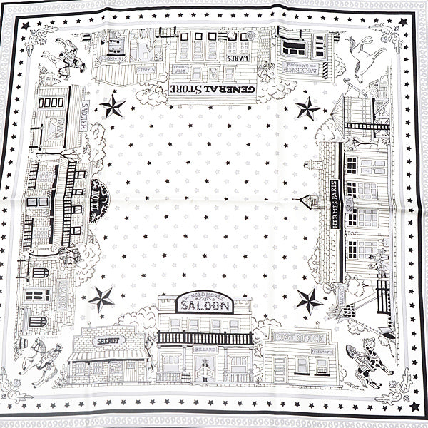 Hermes Silk Scarf Paris Station White in Great Condition