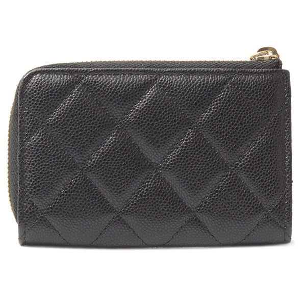 Chanel Caviar Skin Matelasse Coin Case Key Ring Mini Wallet AP0221