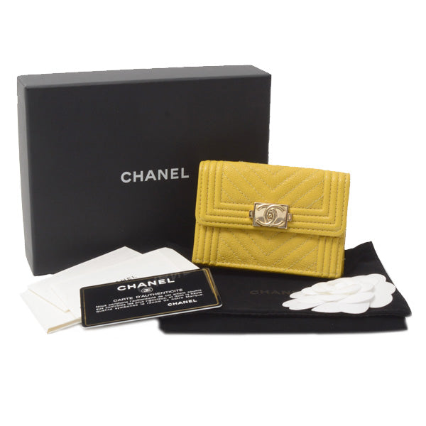 Chanel Boy Chanel Small Flap Wallet Chevron Caviar Skin A84432