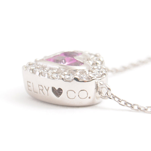 STAR JEWELRY Platinum PT900 Heart Pink Sapphire Diamond Necklace D0.16ct in Great Condition