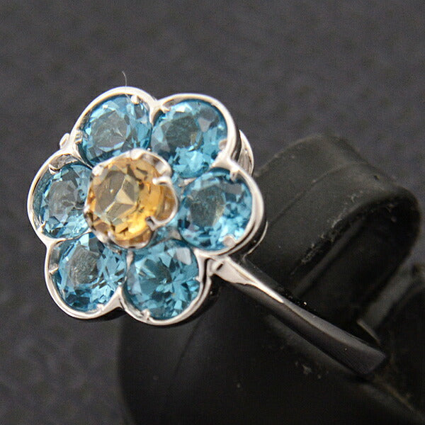 Ponte Vecchio Flower Motif Tourmaline Ring 750WG in Great Condition