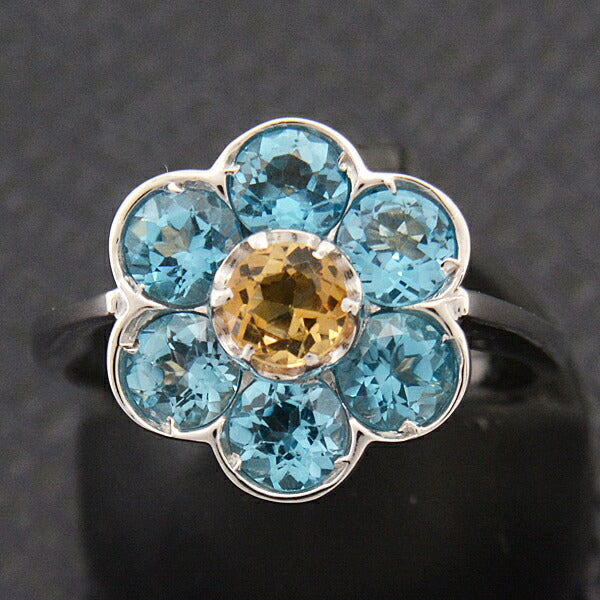 Ponte Vecchio Flower Motif Tourmaline Ring 750WG in Great Condition