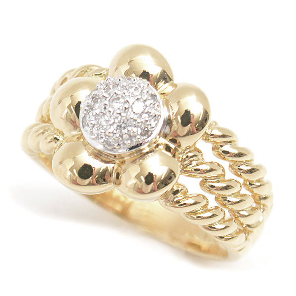 Ponte Vecchio K18YG Diamond Flower Motif Ring 10号