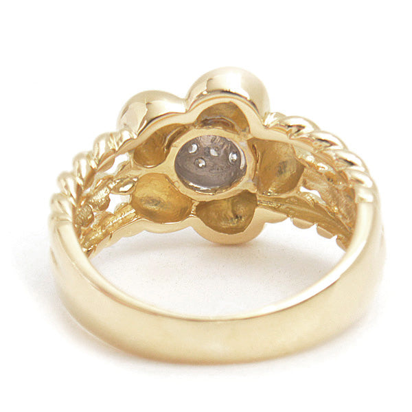 Ponte Vecchio K18YG Diamond Flower Motif Ring 10号