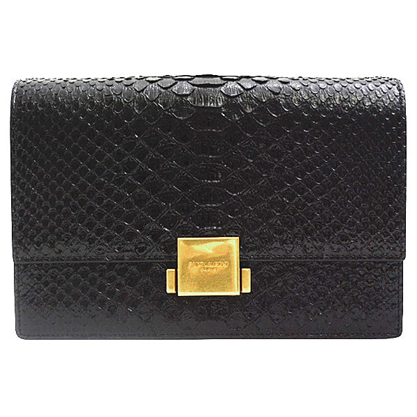 Yves Saint Laurent Python Clutch Bag Black