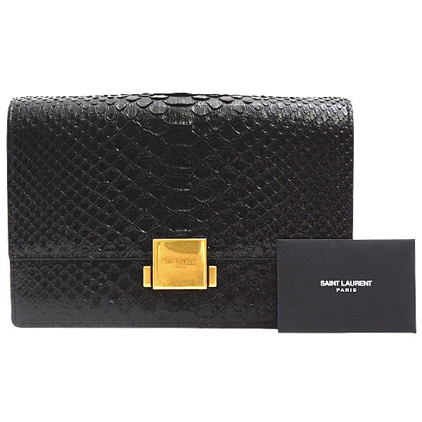 Yves Saint Laurent Python Clutch Bag Black