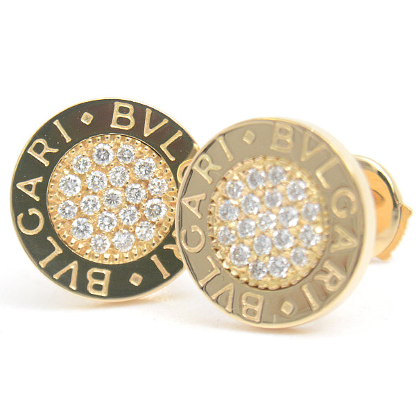 Bvlgari Bvlgari Pave Diamond Earrings 750YG Yellow Gold in Great Condition