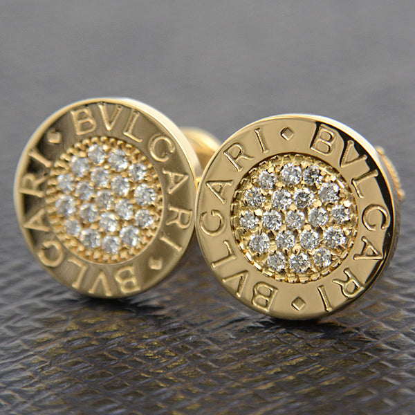 Bvlgari Bvlgari Pave Diamond Earrings 750YG Yellow Gold in Great Condition