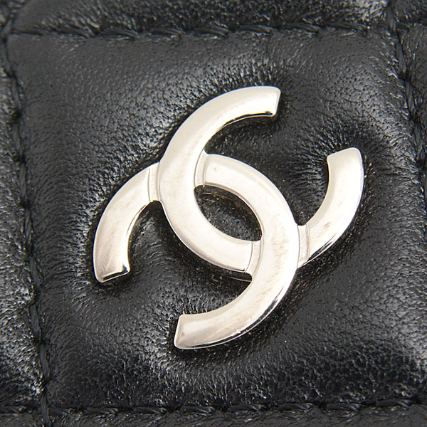 Chanel Lambskin Matelasse Card Case Wallet Black