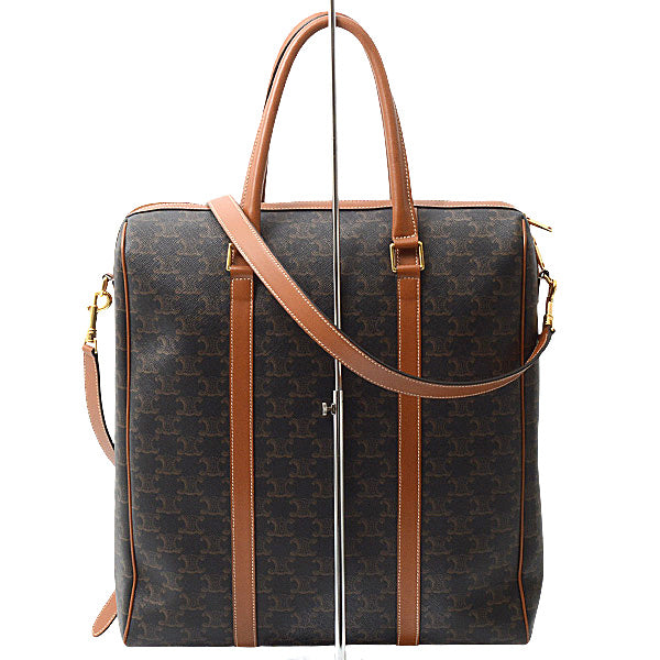 Celine Vertical Boston Bag 2WAY Triomphe Canvas Calfskin