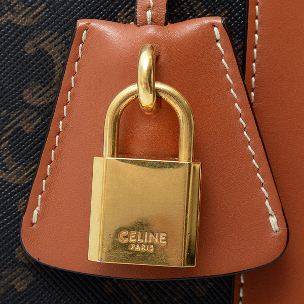 Celine Vertical Boston Bag 2WAY Triomphe Canvas Calfskin in Great Condition